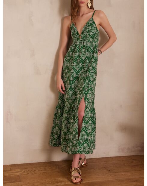 Lizzie R Besticktes englisches grünes Kleid