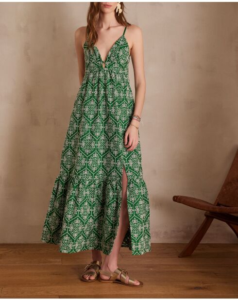 Lizzie R Besticktes englisches grünes Kleid