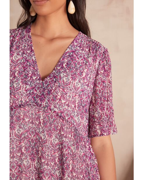 Albina R jurk imp lurex donkerfuchsia