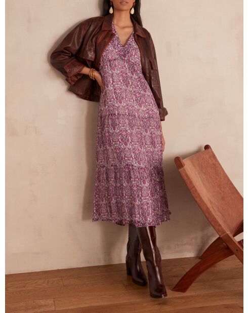 Albina R jurk imp lurex donkerfuchsia