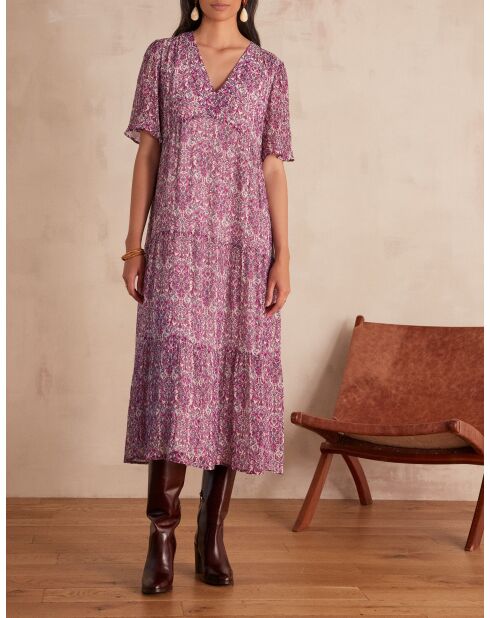 Albina R jurk imp lurex donkerfuchsia