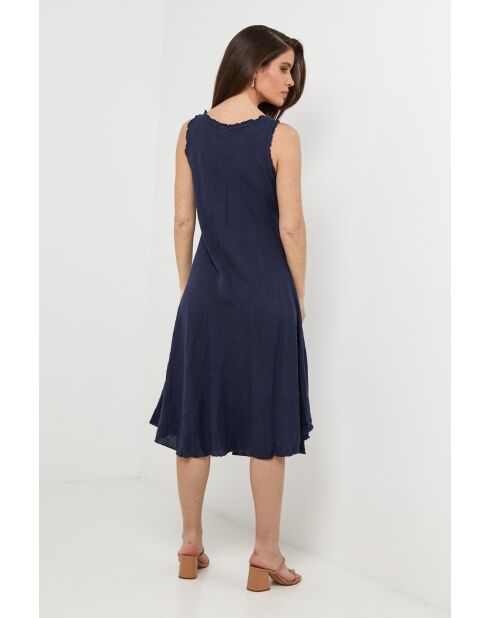 Robe Myrtille 100% Lin marine