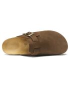 Bruine fluwelen leren klompen van Noé