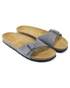 Pantoletten Agata aus grauem Samtleder