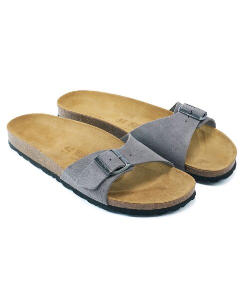 Grijze fluwelen leren muiltjes van Agata