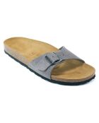 Pantoletten Agata aus grauem Samtleder