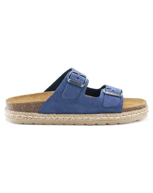 Ana muiltjes van velours en leer van denim