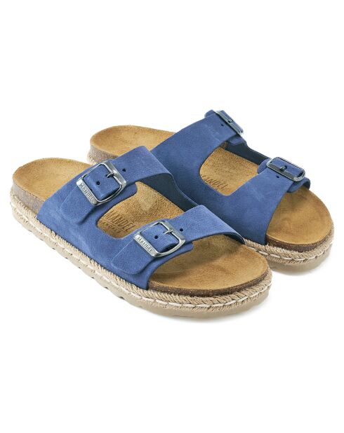 Ana muiltjes van velours en leer van denim