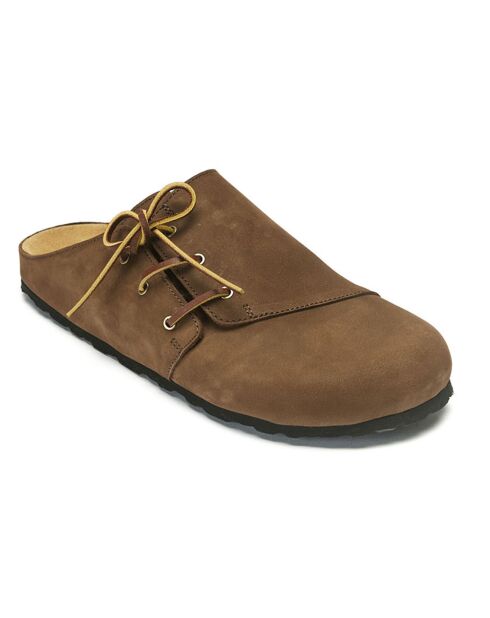 Zoccoli Ester in pelle marrone