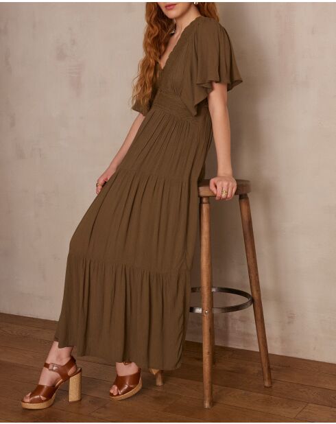 Camille R olijfkleurige jurk