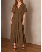 Camille R olijfkleurige jurk