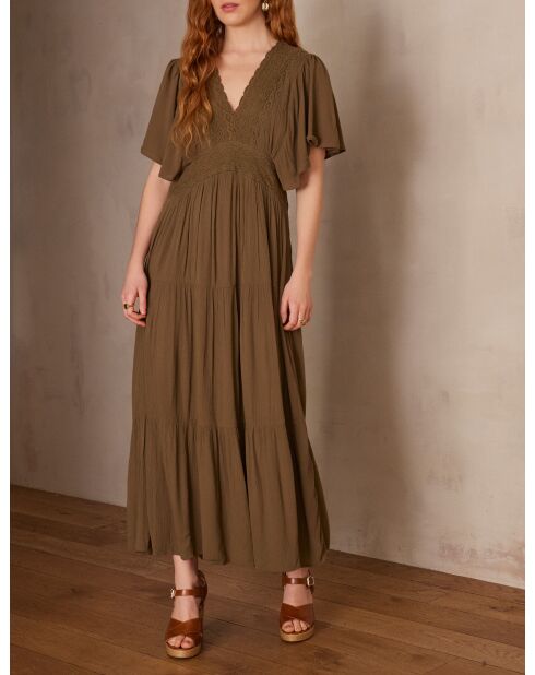Camille R olijfkleurige jurk