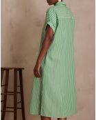 Gigi R gestreepte Engelse groene jurk