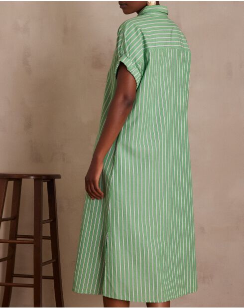 Gigi R gestreepte Engelse groene jurk