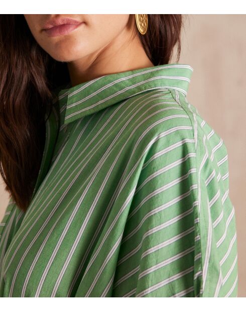 Gigi R gestreepte Engelse groene jurk