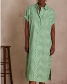 Gigi R gestreepte Engelse groene jurk