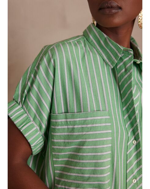 Gigi R gestreepte Engelse groene jurk