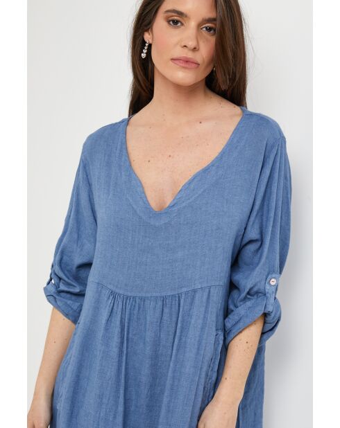 Robe Léana 100% Lin indigo