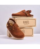 Zuecos Oscar de piel aterciopelada marrón