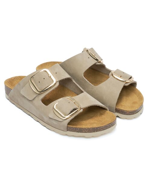 Mules en cuir Alberto taupe