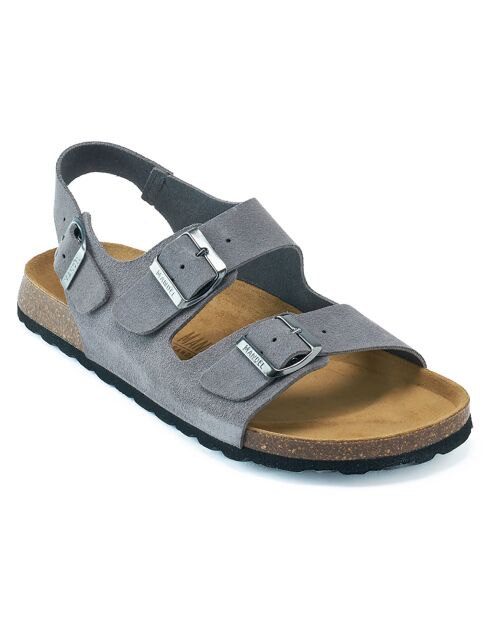 Carlos grijze fluwelen leren sandalen
