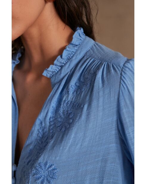 Malia Bl Bluse mit Lavendelstickerei