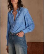 Malia Bl Bluse mit Lavendelstickerei