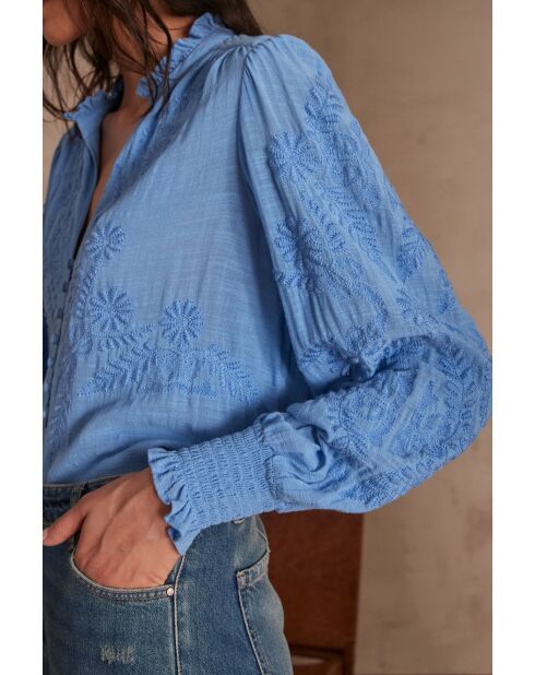 Malia Bl Bluse mit Lavendelstickerei