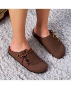 Zoccoli in pelle Ester marrone scuro