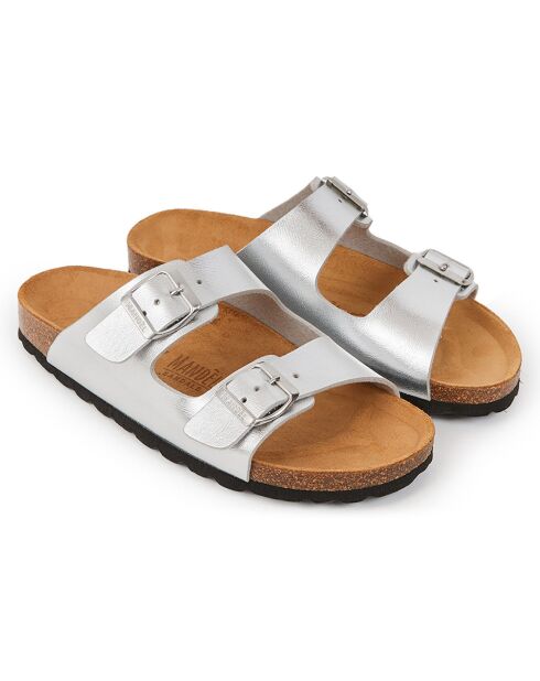 Silberne Pantoletten Alberto