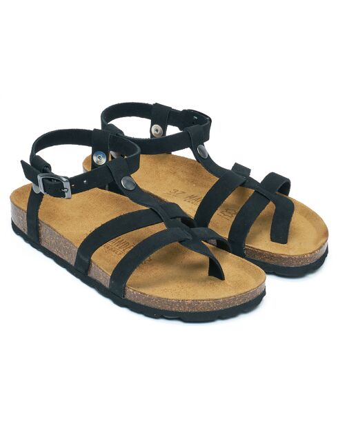Sandales en velours de cuir Nina noires