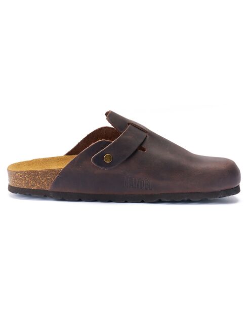Sabots en cuir Noé marron foncé