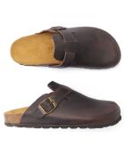 Sabots en cuir Noé marron foncé