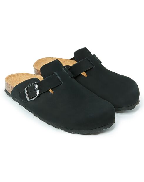Noé schwarze Veloursleder-Clogs
