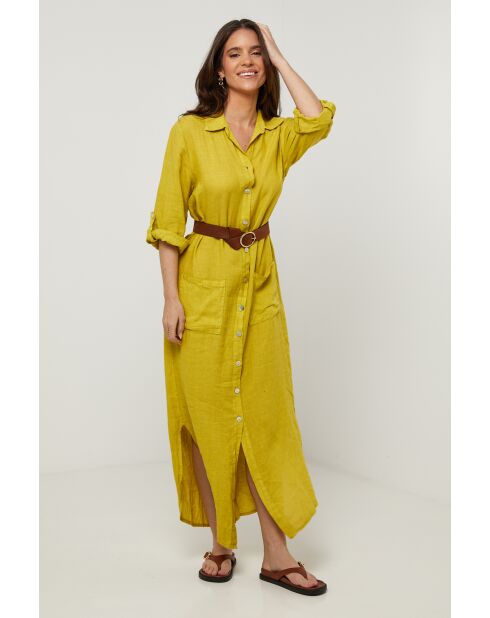Robe Sélène 100% Lin safran