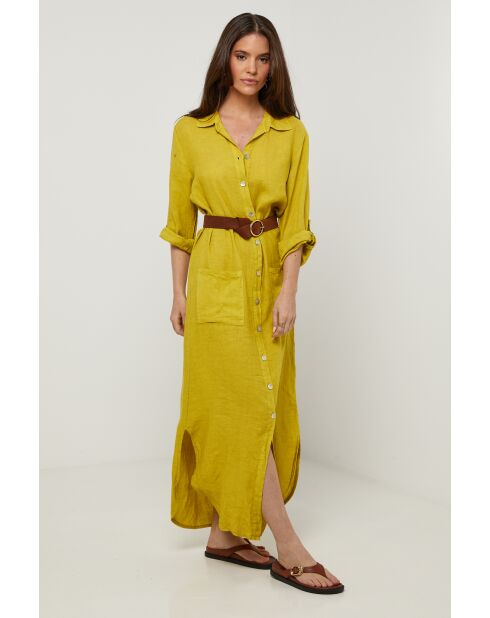 Robe Sélène 100% Lin safran
