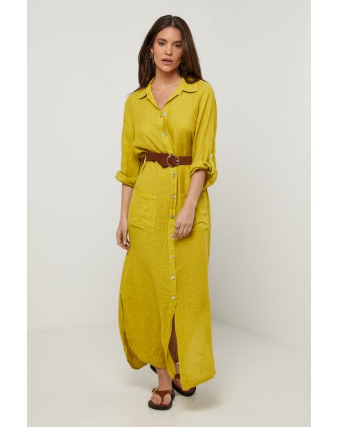Robe Sélène 100% Lin safran