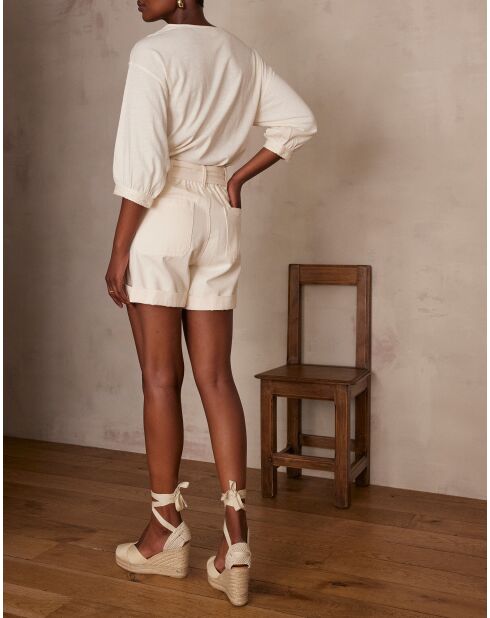 Maurice Sh korte broek met crèmekleurige overgeverfde kleur