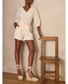 Maurice Sh korte broek met crèmekleurige overgeverfde kleur