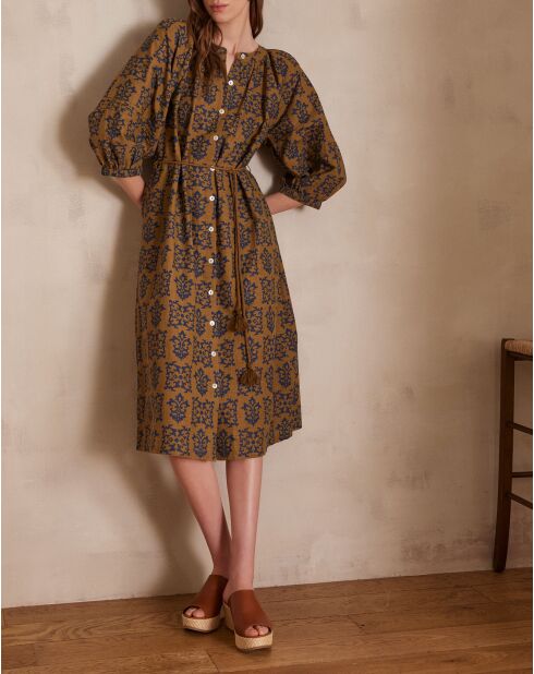 Luna R Imp olijfkleurige jurk