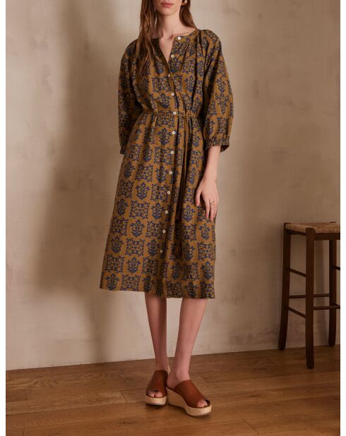 Luna R Imp olijfkleurige jurk