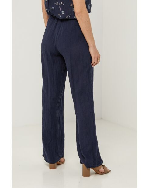 Marineblauwe broek van 100% linnen Zélie
