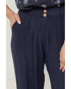 Marineblauwe broek van 100% linnen Zélie