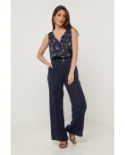 Marineblauwe broek van 100% linnen Zélie