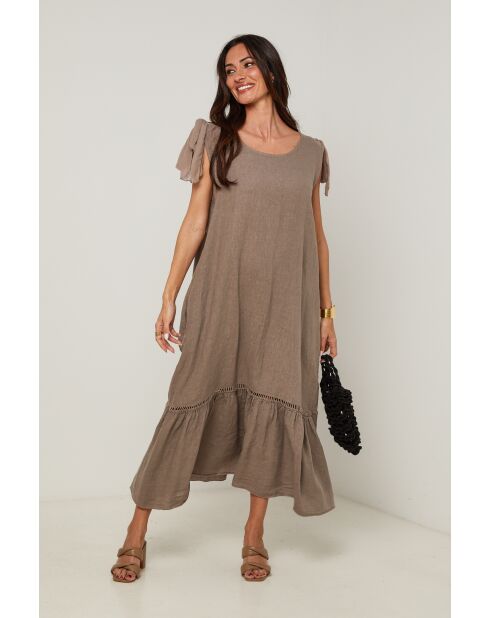 Robe Sohana 100% Lin taupe
