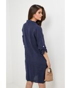 Marineblauwe jurk van 100% linnen Nolwenn