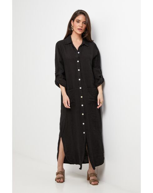 Robe Sélène 100% Lin noire