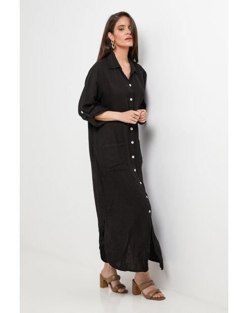 Robe Sélène 100% Lin noire
