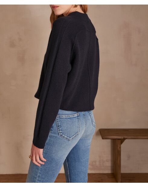 Einfarbiger marineblauer Pullover Clinton