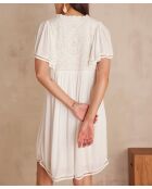 Besticktes ecrufarbenes Kleid Romane R